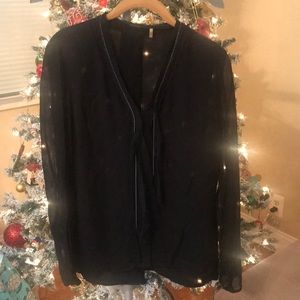 Elie Tahari Slit Sleeve Silk Blouse